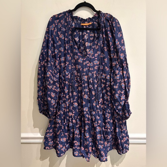 Oliphant Balloon Sleeve Dress Leopard Navy Size Small - Picture 6 of 10